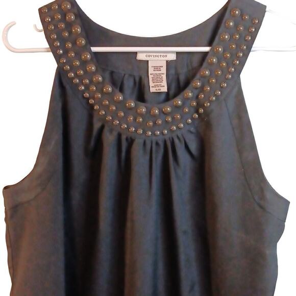 EUC Covington Black Top with Bronz Looking Embellishments at Neck XL - Picture 2 of 6